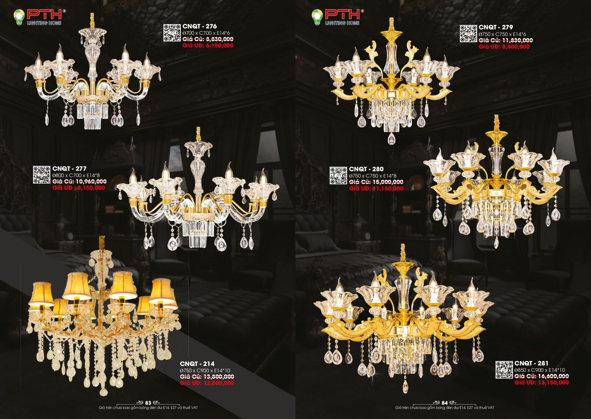 Bảng giá đèn trang trí PTH Lighting Home 2026